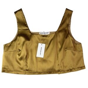 NONCHALANT LABEL Size Extra Small Women's Brown Charli‎ Crop 100% Silk Top Lined